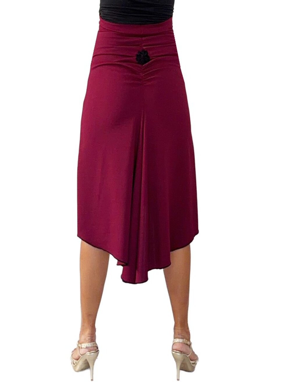 Argentine Tango Skirt, Burgundy, Ruched back- XS